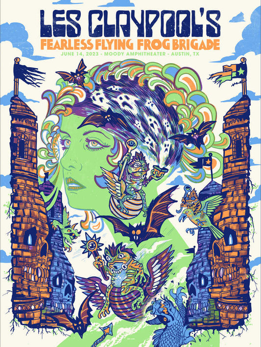 Les Claypool’s Fearless Flying Frog Brigade 🎸 Moody Amphitheater Austin, TX 6/14/23 Art work By Zeb Love Edt. #20/75